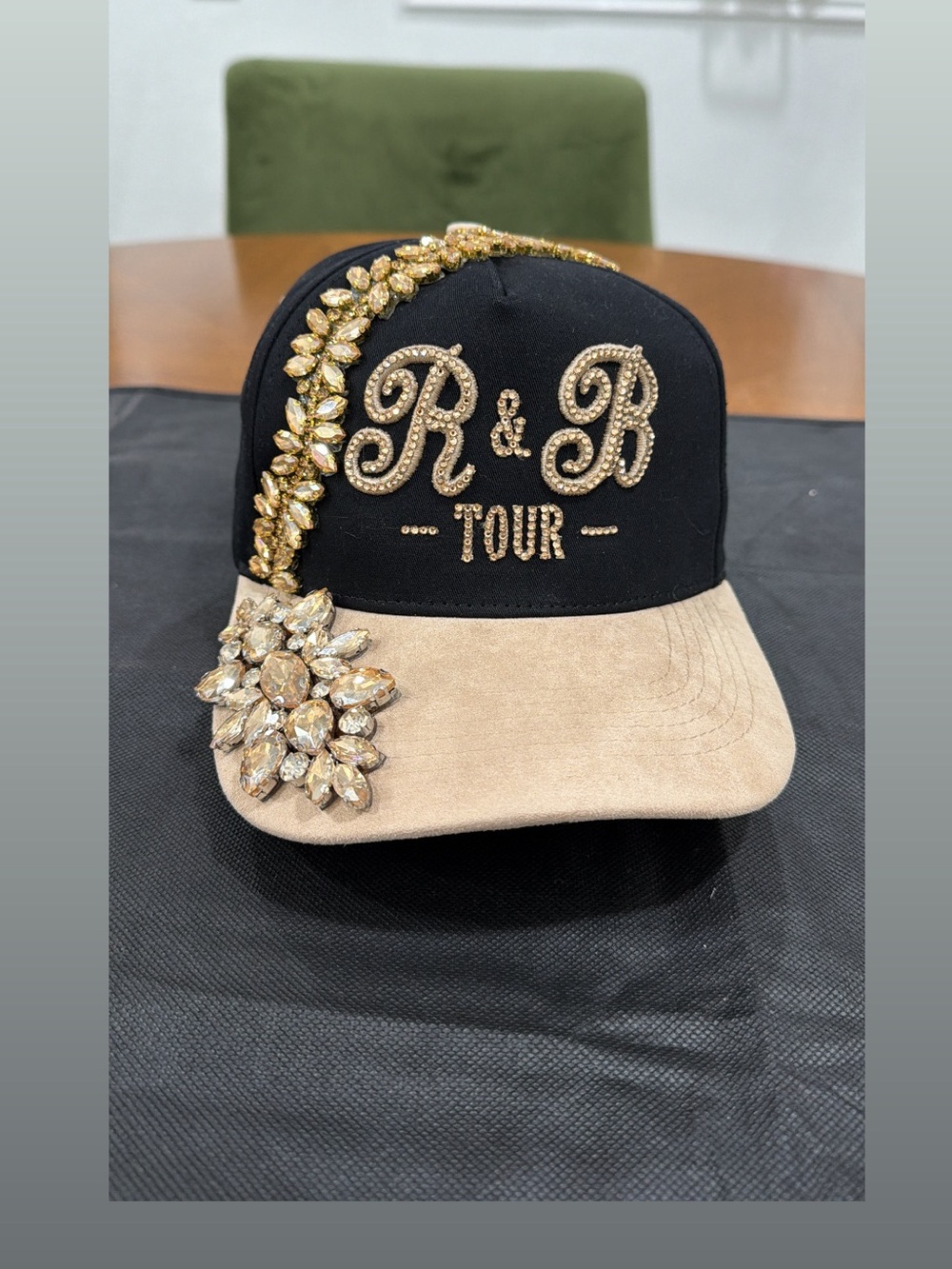 R&B Tour Embellished Baseball Cap - Black & Beige